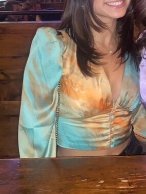 Satin Tie-Front Crop Top in Lavender